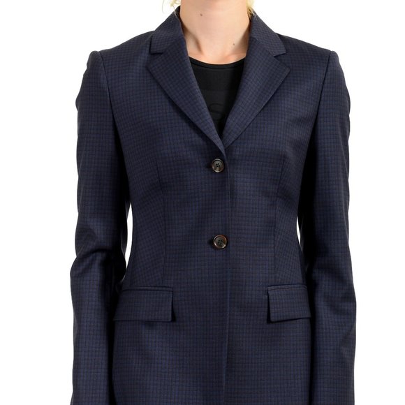 Hugo Boss Jackets & Coats Hugo Boss Womens Jatinda3 Navy Blue Plaid